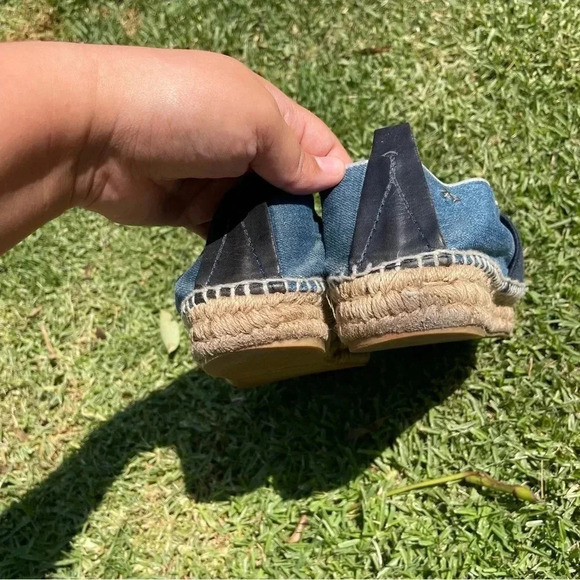 Rag & Bone Nina Blue Denim Leather Jute Slip-On Espadrilles Size 38 / 7.5 - Picture 13 of 15